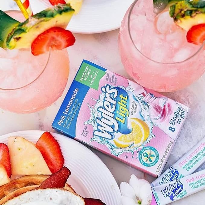 Wyler's Light Singles To Go Powder Packets, Water Drink Mix, Pink Lemonade, 96 Single Servings