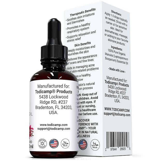 100% Pure Manuka Oil from New Zealand | Therapeutic-Grade Essential Oil for Wound Care, Skin