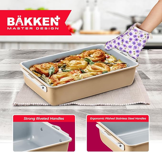 Bakken 8-Piece Stackable Bakeware Set - Ceramic Non-Stick Coating, Baking Sheets, Assorted Baking