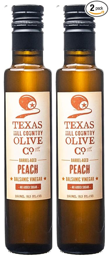 Peach Balsamic Vinegar - Gourmet Barrel Aged Infused Balsamic Vinegar - Great for Dressing Dipping