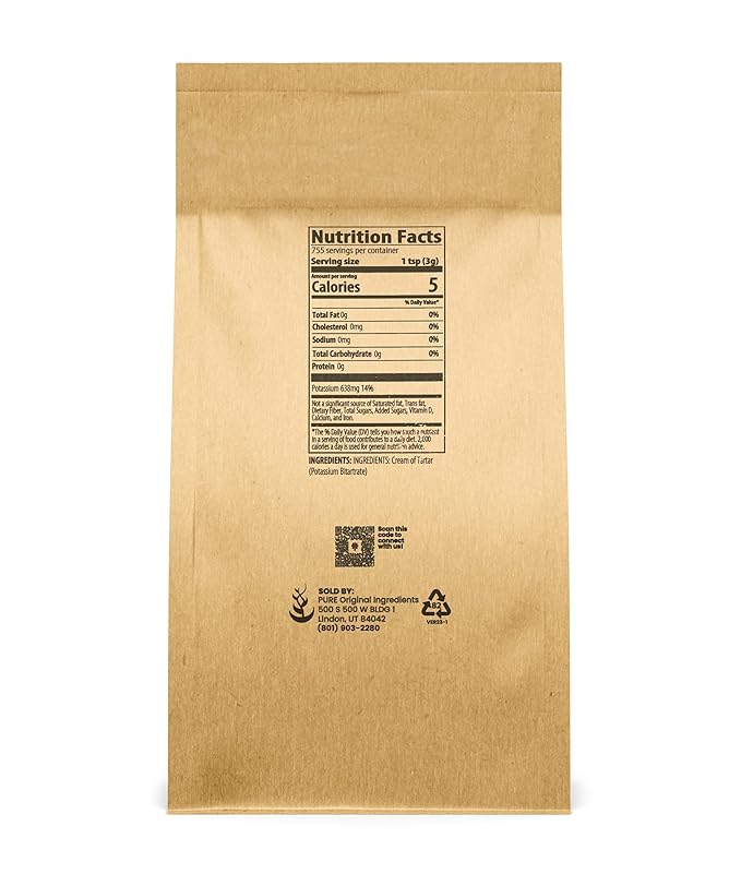 Pure Original Ingredients Cream of Tartar (5 lb) Pure & Natural, Baking & Cleaning, DIY Bath Bombs