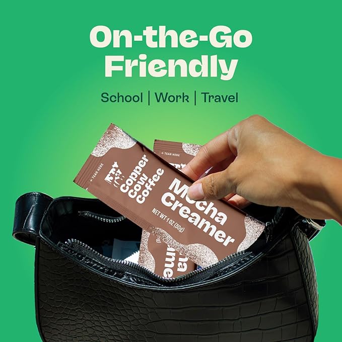 Copper Cow Coffee Sweetened Mocha Milk Creamer Singles (24 pack) | Vietnamese Inspired Coffee