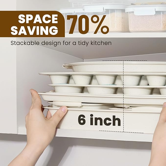 Kikcoin 22 PCS Nonstick Baking Pans Set, Stackable Bakeware Sets with Silicone Handles, 450°F Oven