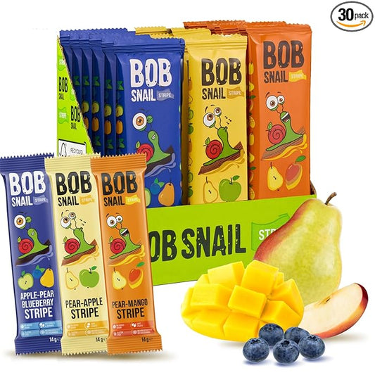 BOB SNAIL Healthy Organic Fruit Snacks for Kids and Adults ??30 Organic Fruit Leather Snacks with
