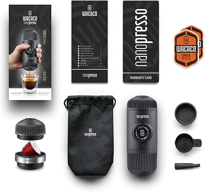 WACACO Nanopresso Portable Espresso Maker Bundled with NS Adapter, Compatible with NS Capsules and
