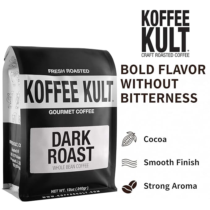 Koffee Kult Dark Roast Coffee Beans - Rich & Bold with Chocolate & Cinnamon Notes, Smooth Finish