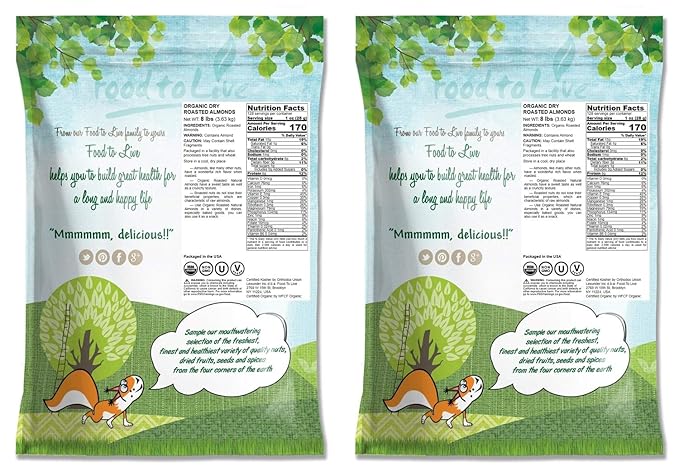 Food to Live Organic Dry Roasted Almonds, 16 Pounds – Non-GMO, Unsalted, Vegan, Keto, Paleo