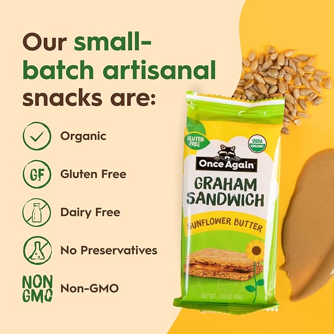 Once Again Sunflower Butter Graham Sandwiches - Gluten Free Snacks for Kids & Adults - Sandwich