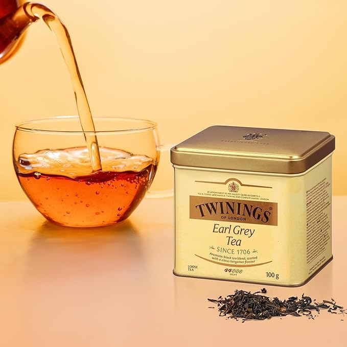 Twinings Earl Grey Loose Black Tea Tin, 3.53 Ounce Tin (Pack of 1), Flavoured with Citrus and