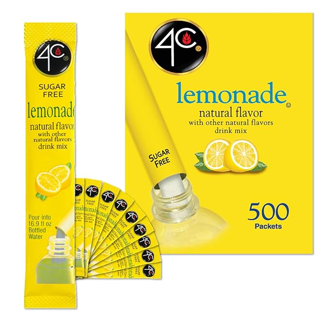4C Powder Drink Stix, Lemonade 500 Count, Bulk Buy, Singles Stix, On the Go, Refreshing Water