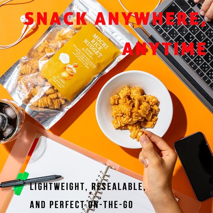 Mochi Rice Nuggets ??Japanese Honey Glazed Crackers, Sweet & Crispy Snack, 140g (4.9oz) NON-GMO