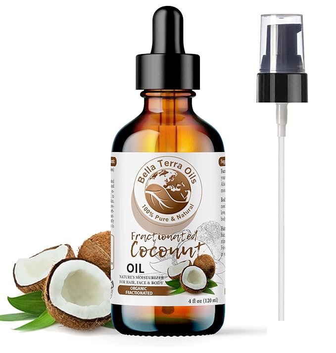 Bella Terra Oils - Organic Fractionated Coconut Oil (MCT) 4oz - Derived from Pure Coconut Essence