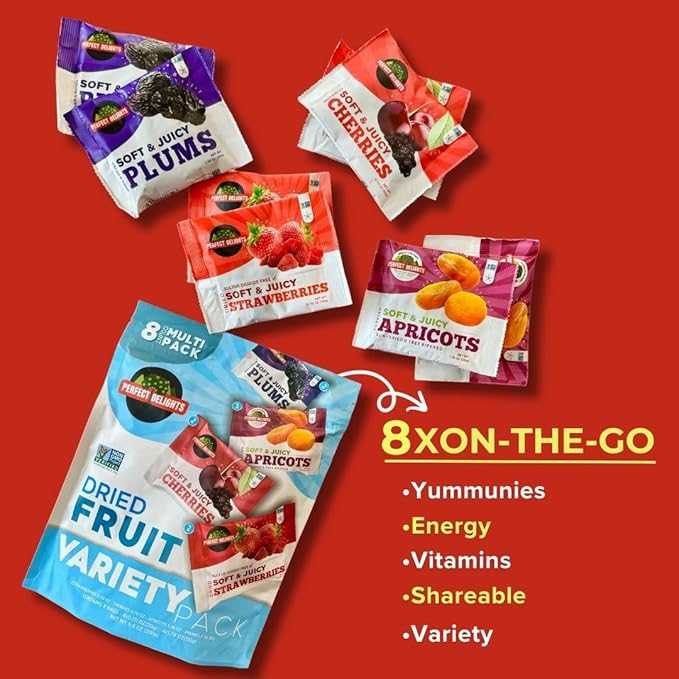 Perfect Delights Multipack Sun-Dried Fruits, Vegan, Healthy Snack Packs, Dried Fruits On-the-Go
