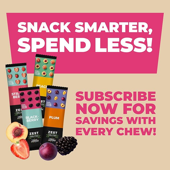 Fruit Snacks by Zest Delites, Fruit Leather, Healthy Snacks for Adults & Kids, Vegan Apple-Based