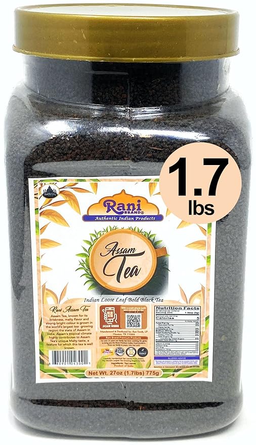 Rani Assam Tea (Indian Loose Leaf Bold Black Tea) 27oz (1.7lbs) 775g PET Jar ~ All Natural | Vegan