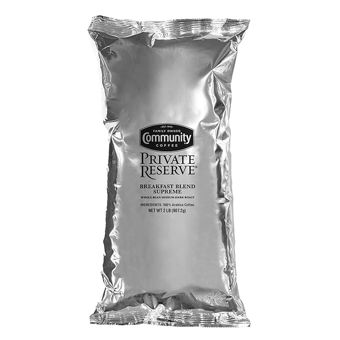 Community Coffee Private Reserve Breakfast Blend Supreme Whole Bean Coffee, Medium Roast, 32 Ounce