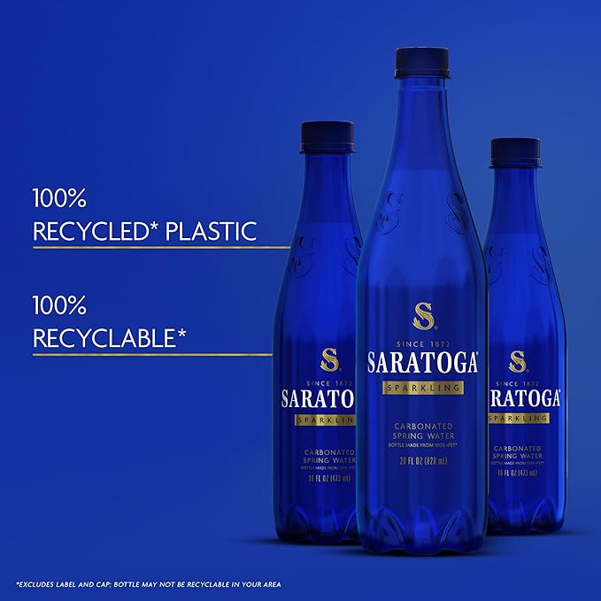 Saratoga Sparkling Water Bottles, 12-Pack - Carbonated Spring Bottled Water with Naturally