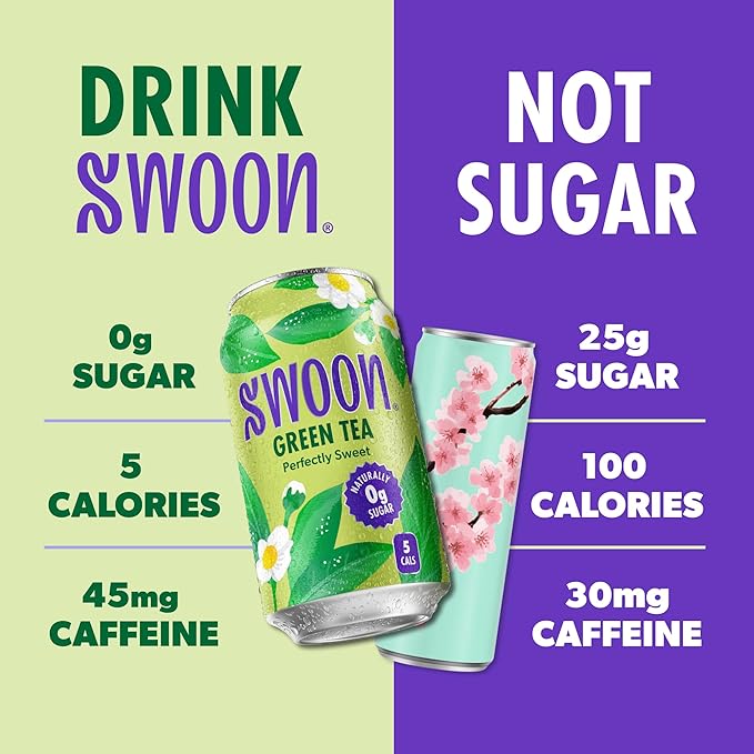 Swoon Perfectly Sweet Green Tea | Zero Sugar, Lightly Caffeinated & Refreshing | Keto, Paleo