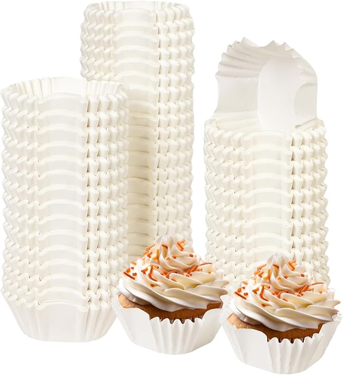 qiqee 500pcs White Square Cupcake Liners Muffin Linner No Smell, Food Grade Baking Cups竊늆tandard
