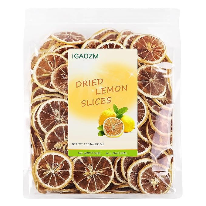 iGAOZM Dried Lemon Slices,12.34oz/350g,No Sugar Added,Natural Dehydrated Lemon Slices for Cocktails