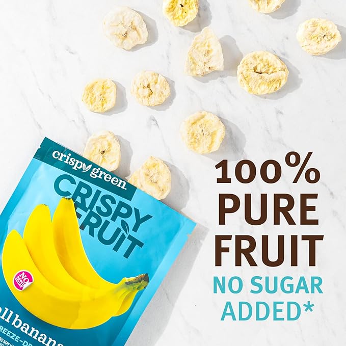 Crispy Green Natural Freeze-Dried Fruit, Banana Single-Serve, No Sugar Added, 0.85 Ounce (Pack of