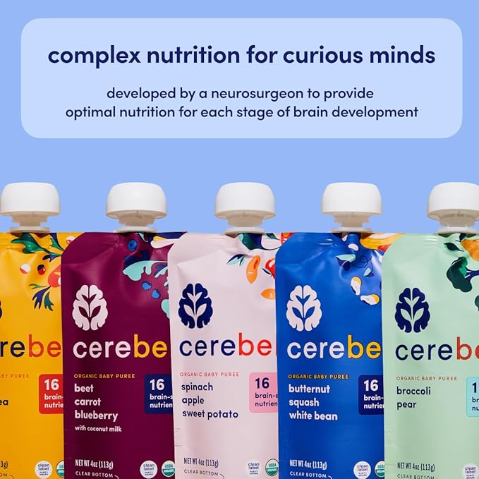 Cerebelly Organic Baby Food Pouches ??Dairy Free Smoothies for Toddlers | No Added Sugar, Fiber