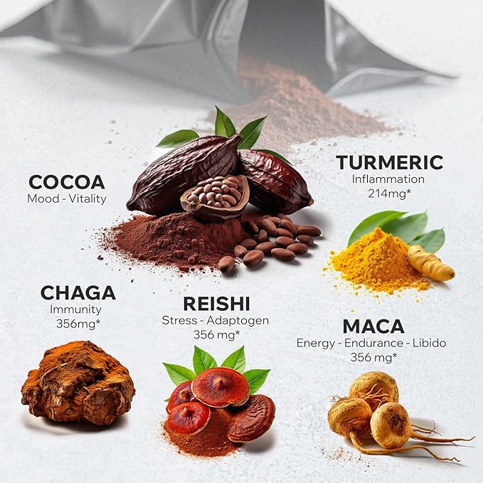 Organic Cocotropic Superfood Mushroom Hot Chocolate Mix, 8 oz | Non-GMO, Vegan, Gluten Free, Reishi