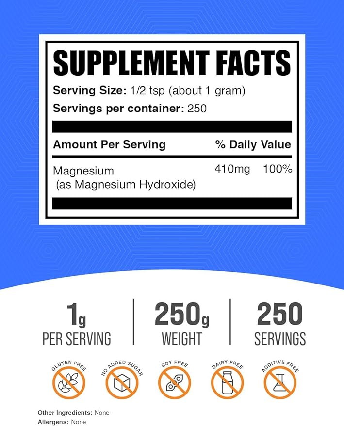 BulkSupplements.com Magnesium Hydroxide Powder - Magnesium Hydroxide Supplement - Food Grade &