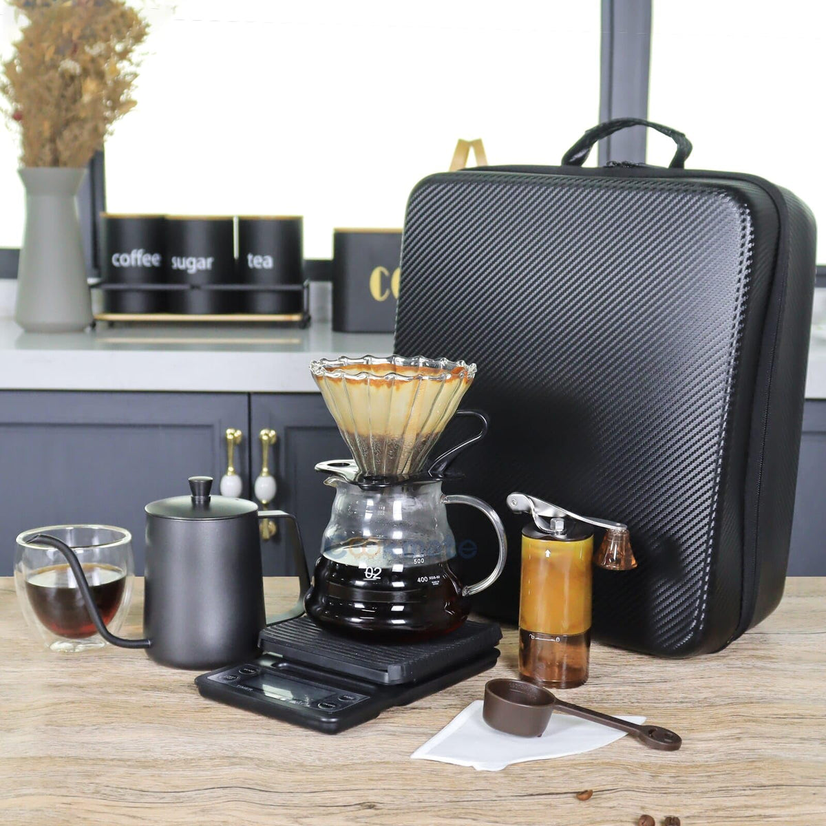 SOTECH Pour Over Coffee Maker Set, Coffee Kettle Scale, Pour Over Coffee Dripper, Bean Grinder