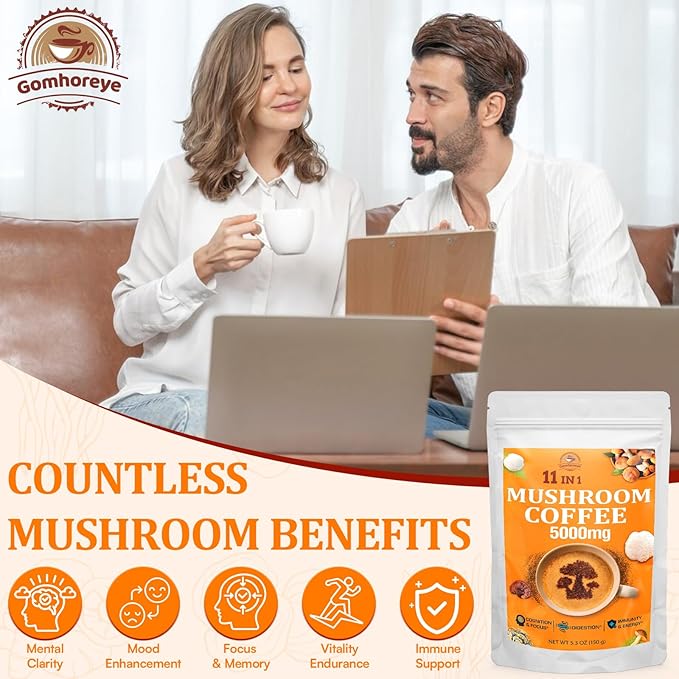 Mushroom Coffee - Mushroom Coffee Organic with 11 Superfood Mushrooms, Includes Lion's Mane