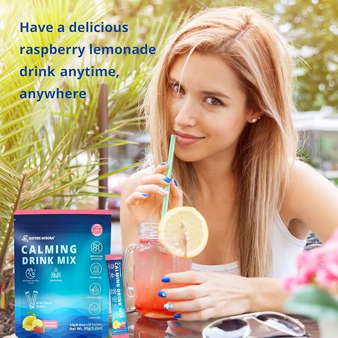 Powdered Drink Mix Calm - Adaptogenic Drink Mix with Magnesium Glycinate, Ashwagandha, Vitamin D