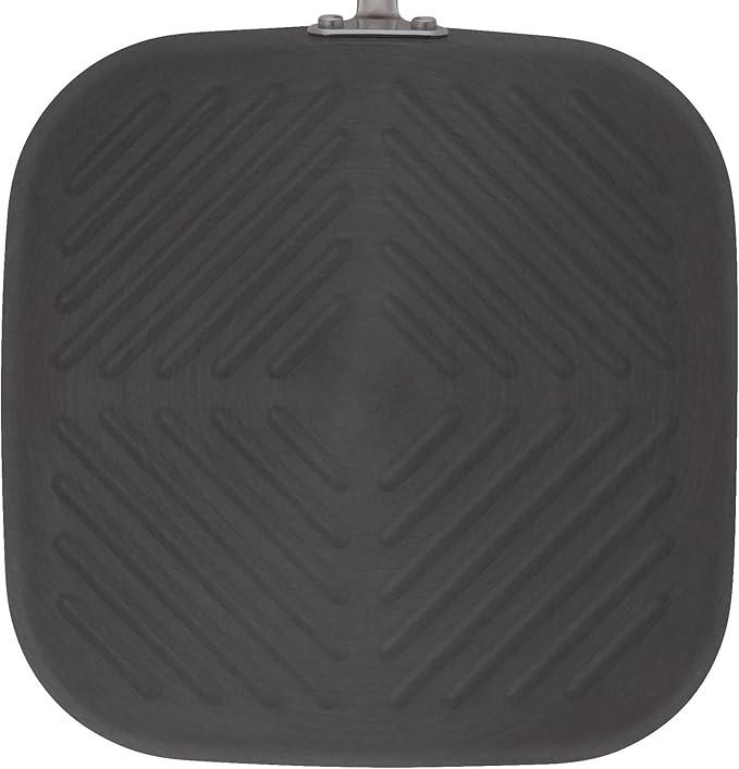 Rachael Ray Cucina Hard-Anodized Nonstick 11-Inch Deep Square Grill Pan, Gray with Cranberry Red