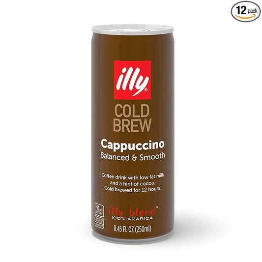 illy Ready To Drink Coffee – Cappuccino Cold Brew Cans - Notes Of Milk & Chocolate - 100% Arabica