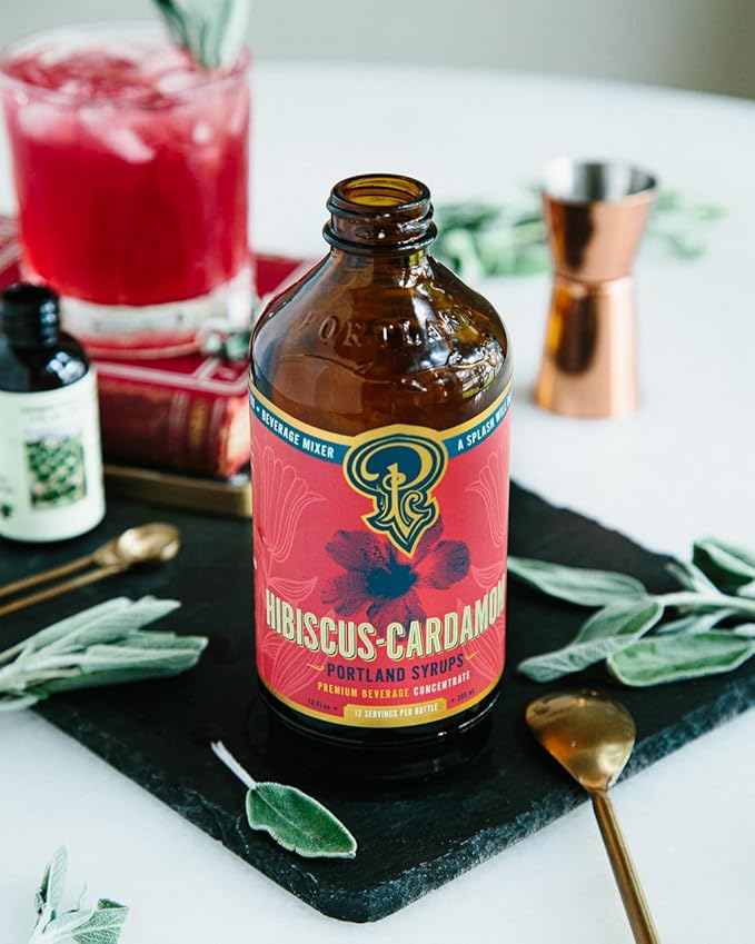 Portland Syrups Hibiscus Cardamom Syrup - Craft Exquisite Cocktails, Mocktails, Tea, Soda, Coffee