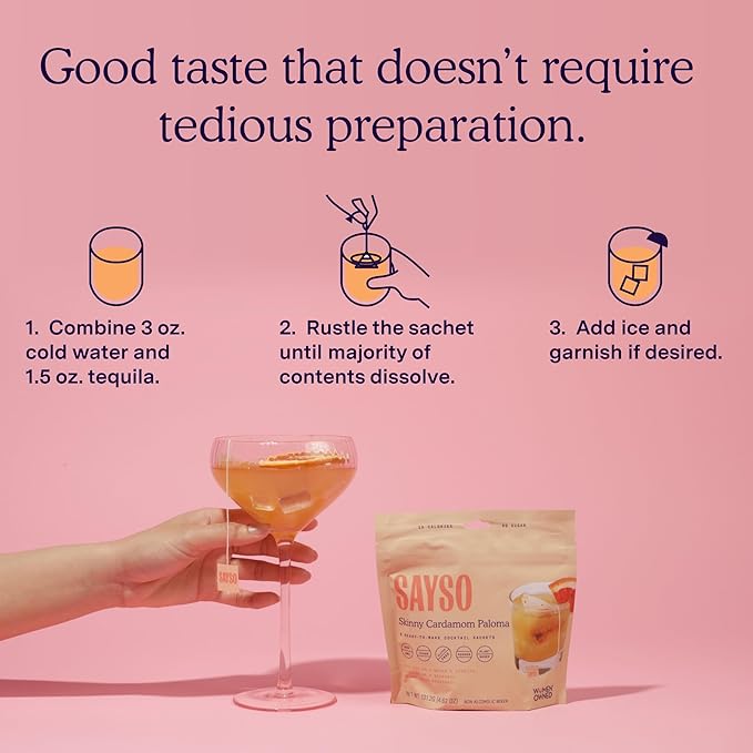 SAYSO Skinny Cardamom Paloma | The Original Craft Cocktail Tea Bag Mixer | Organic, Certified