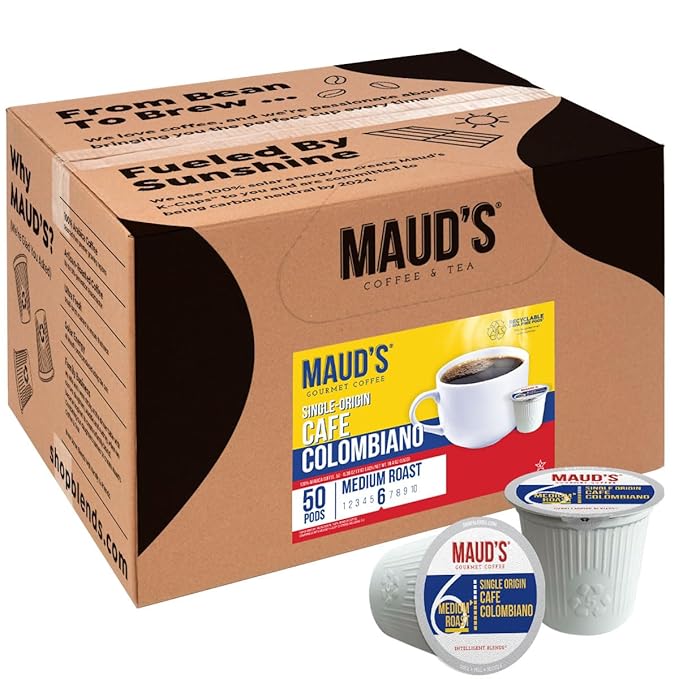 Maud's Columbian Coffee Pods, 50 ct, Single Origin, Medium Roast Coffee in Recyclable Single Serve