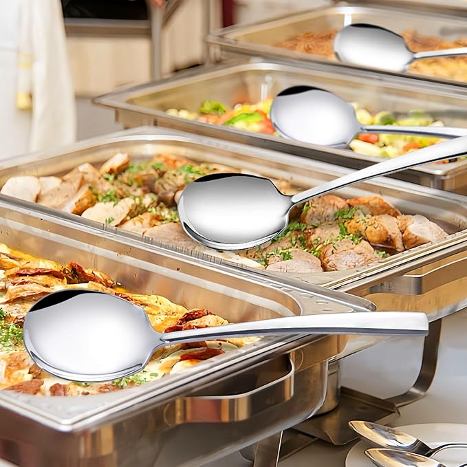 Large Serving Spoons Set Stainless Steel 12 Inch Slotted Spoon and Serving Spoon Serving Utensils