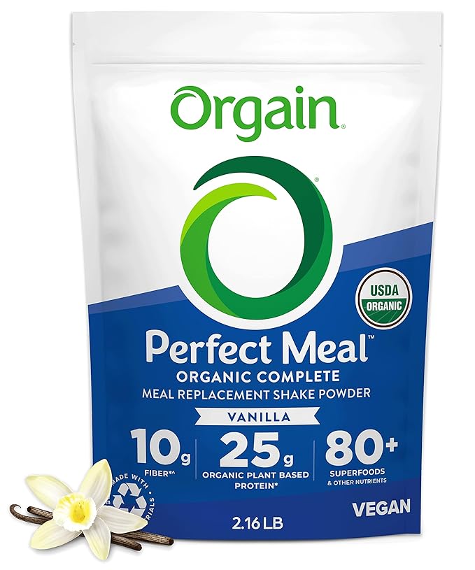 Orgain Perfect Meal, Organic, Vegan Meal Replacement Protein Powder, Vanilla - 25g Plant Based