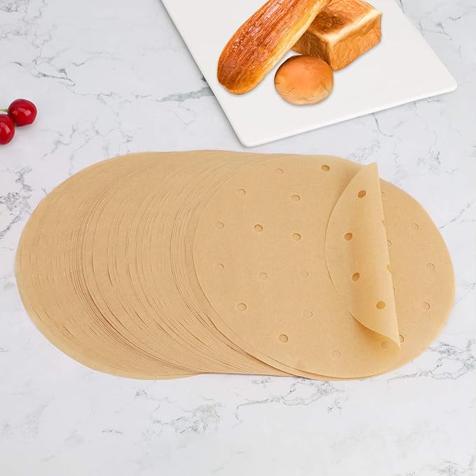 Beasea Air Fryer Parchment Paper 8 Inch, 200pcs Unbleached Fryer Disposable Paper Liners Round Air