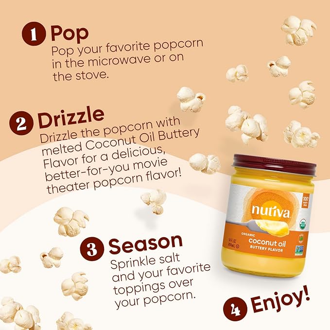 Nutiva Organic Coconut Oil with Non-Dairy Butter Flavor, 14 Ounce (Pack of 2), USDA Organic