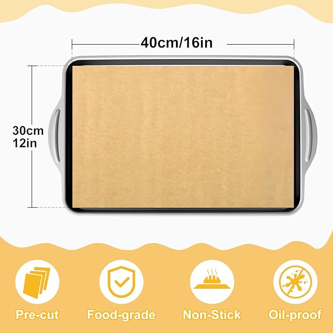 Sunhoo 100 PCS 12 x16" Parchment Paper Sheets for Baking Wrapping Paper Unbleached Air Fryer Oven