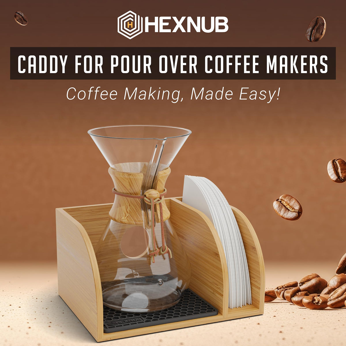 HEXNUB Pour Over Caddy for Chemex Bodum Cosori Coffee Makers Black