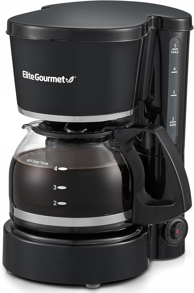 Elite Gourmet EHC-5055 Automatic 5-Cup Brew & Drip Coffee Maker with Pause N Serve Reusable Filter