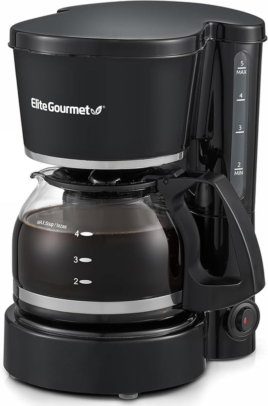 Elite Gourmet EHC-5055 Automatic 5-Cup Brew & Drip Coffee Maker with Pause N Serve Reusable Filter