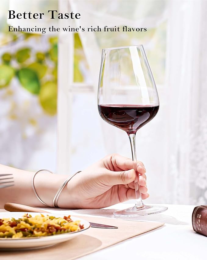 JBHO Hand Blown Bordeaux Wine Glasses - Set of 6-18 Ounce - Great Gift Packaging - Red Wine Glasses