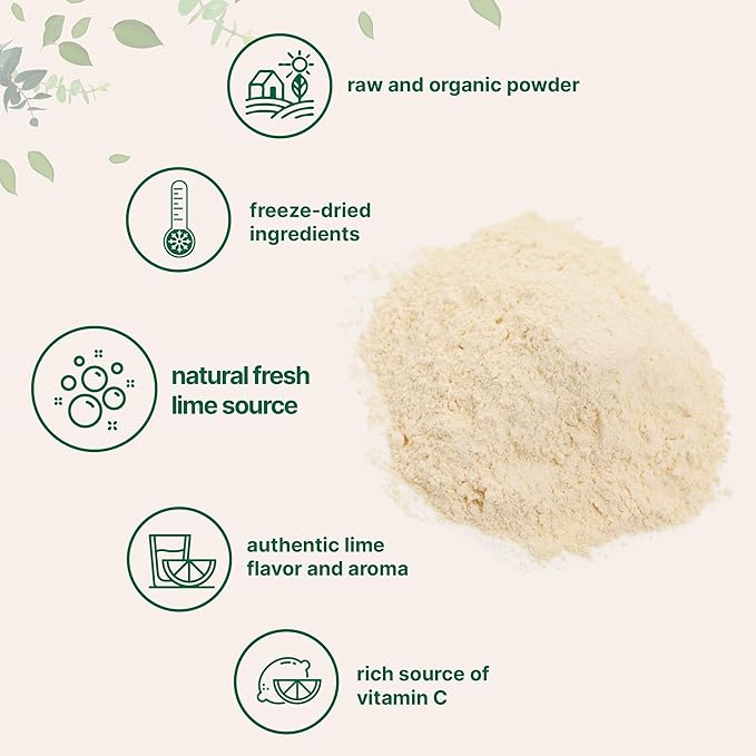 Organic Freeze-Dried Lime Powder, 1.5lbs | Raw Lime Juice Flavor, Sugar Free Drink Mix, Rich in