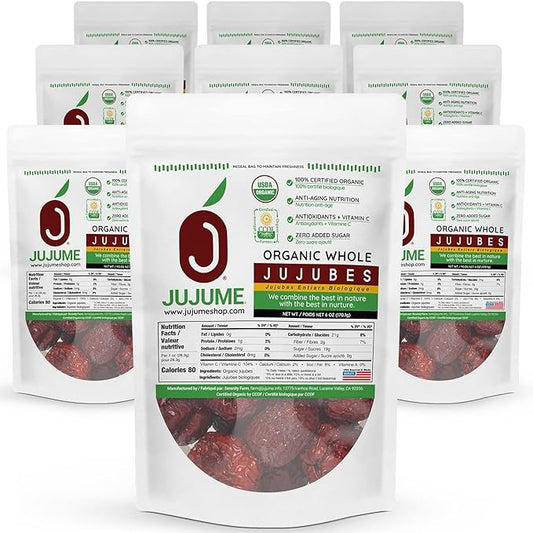JUJUME | USDA Organic California Grown Jujubes Red Dates | Individually Sorted 3X for QA | High