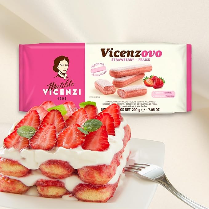 Matilde Vicenzi Vicenzovo Pink Ladyfingers 14.10oz - Italian Strawberry Biscuits, Ladyfingers