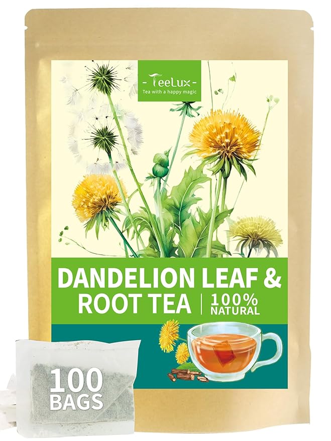 TeeLux Dandelion Leaf & Root Tea Bags, Natural Roasted Dandelion Root with Fresh Dandelion Leaf