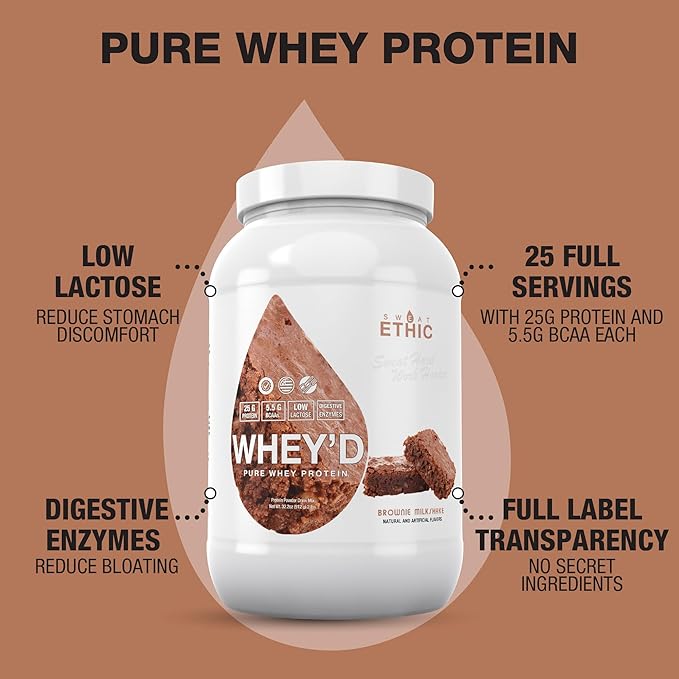 Whey'd Protein Powder, 25 G Whey Protein Blend with Concentrate, Isolate & Hydrolysate, Low Lactose